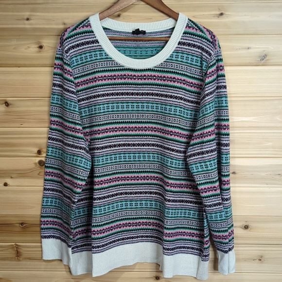 Talbots Sweaters - Talbots Womens Sweater 3X Multicolor Fair Isle Print Round Neck Long Sleeve